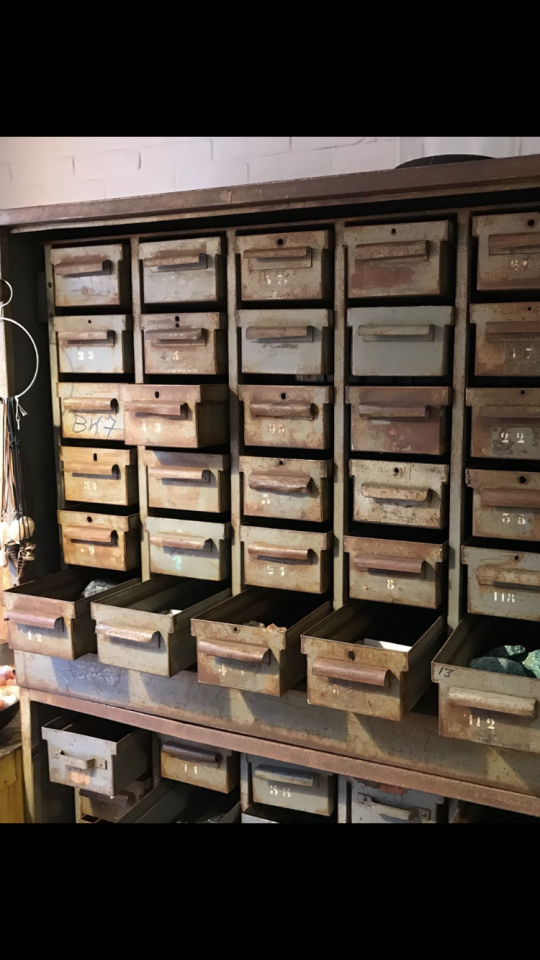Old Metal Cabinet With Iron Storage Trays Vindustrial