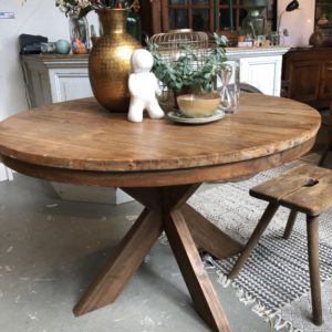 Onwijs Oude houten grote ronde tafel met mooi blad - Vindustrial BK-24